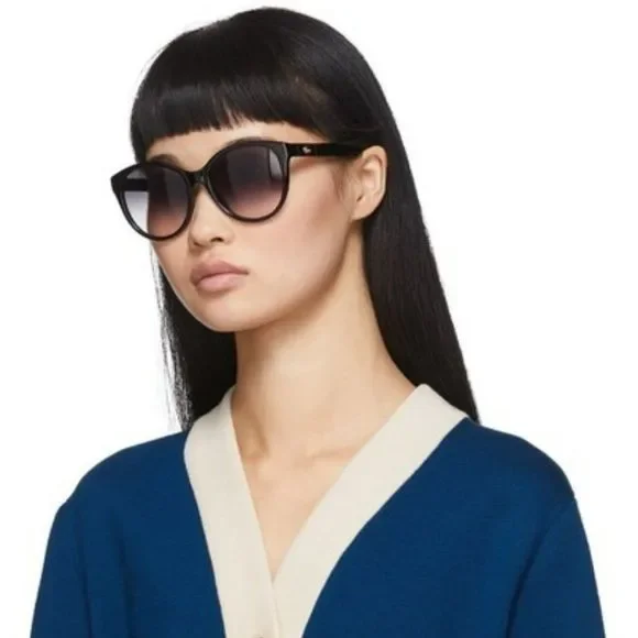 Gucci GG0631S 001 Sunglasses Black Logo Gray Gradient Cat  display picture 3